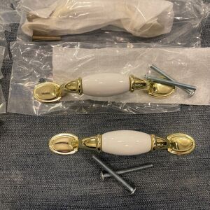 Kitchen Cabinet Brass Enamel Door Pulls Lot 18 90s Y2K Bathroom Vanity